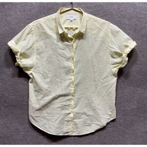 Xirena Channing Button Up Shirt Womens S Pale Pastel Yellow Short Sleeve Cuffed